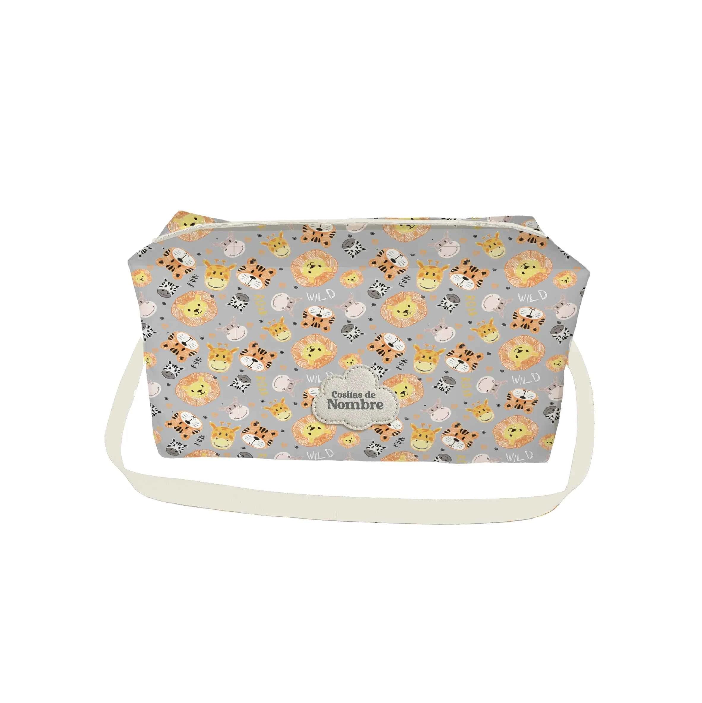 Bolso de bebé acolchado con estampado Animales, 100% fabricado en España. Ligero, personalizable y de gran capacidad.