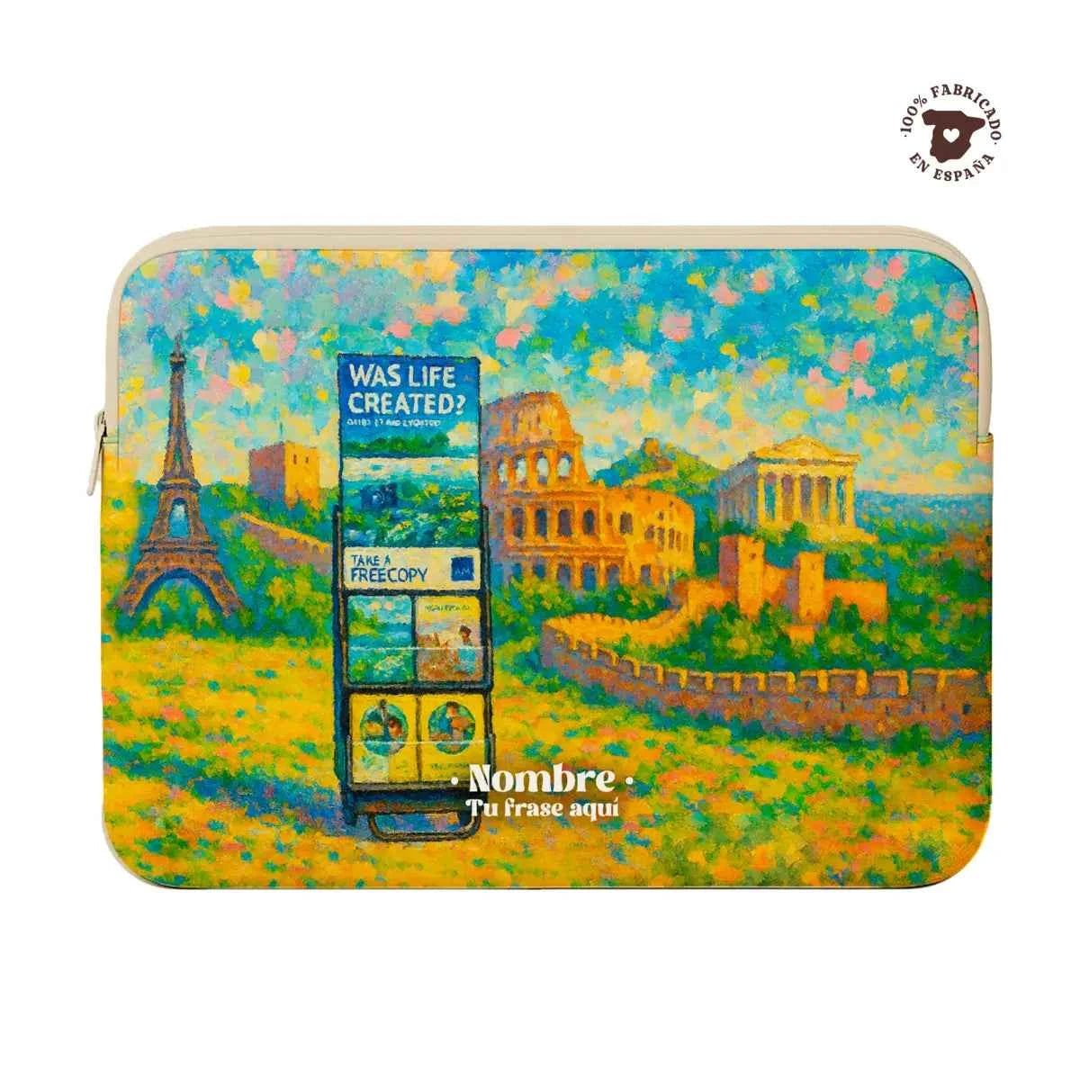 Funda de portátil diseño Carritos con ilustración artística y opción de personalización.