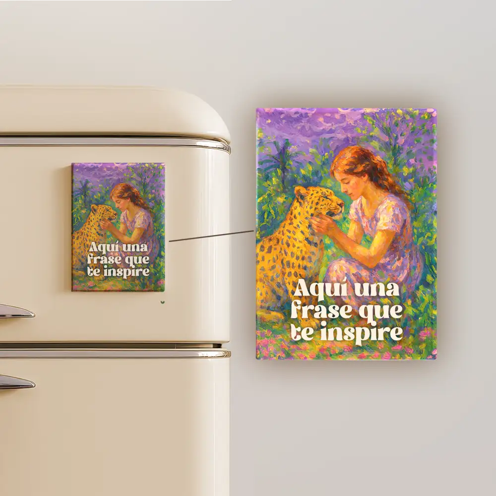 Escenas de oaz de una niña con un leopardo