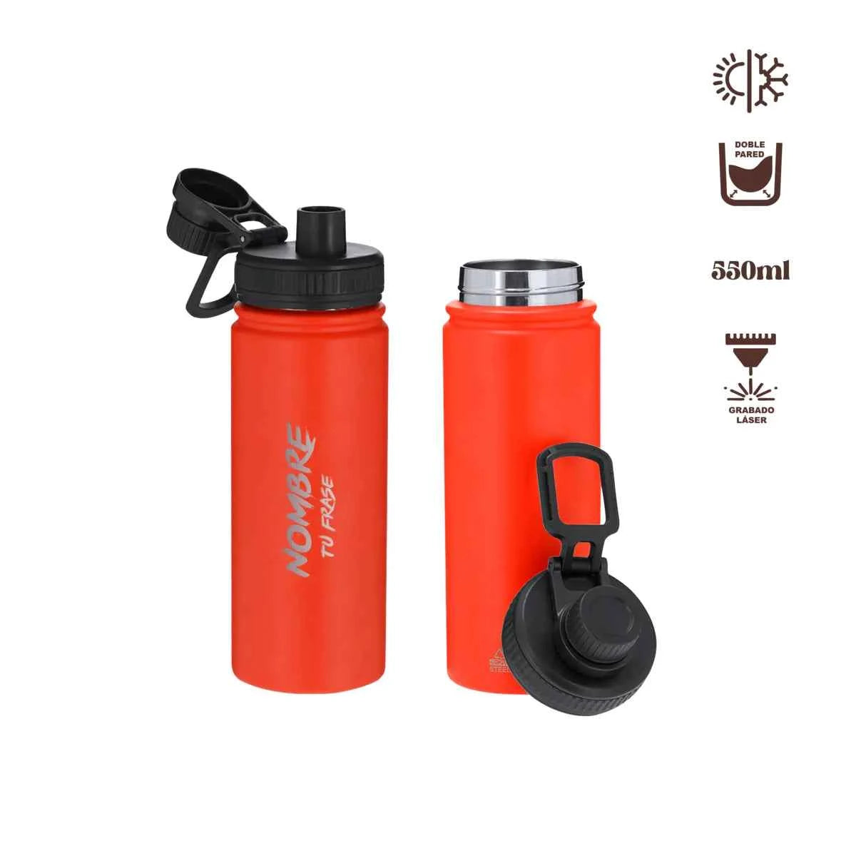 Bidón rojo deportivo personalizado para gym, perfecto como regalo con nombre y frase. Perfecto para mantener tu batido de proteína