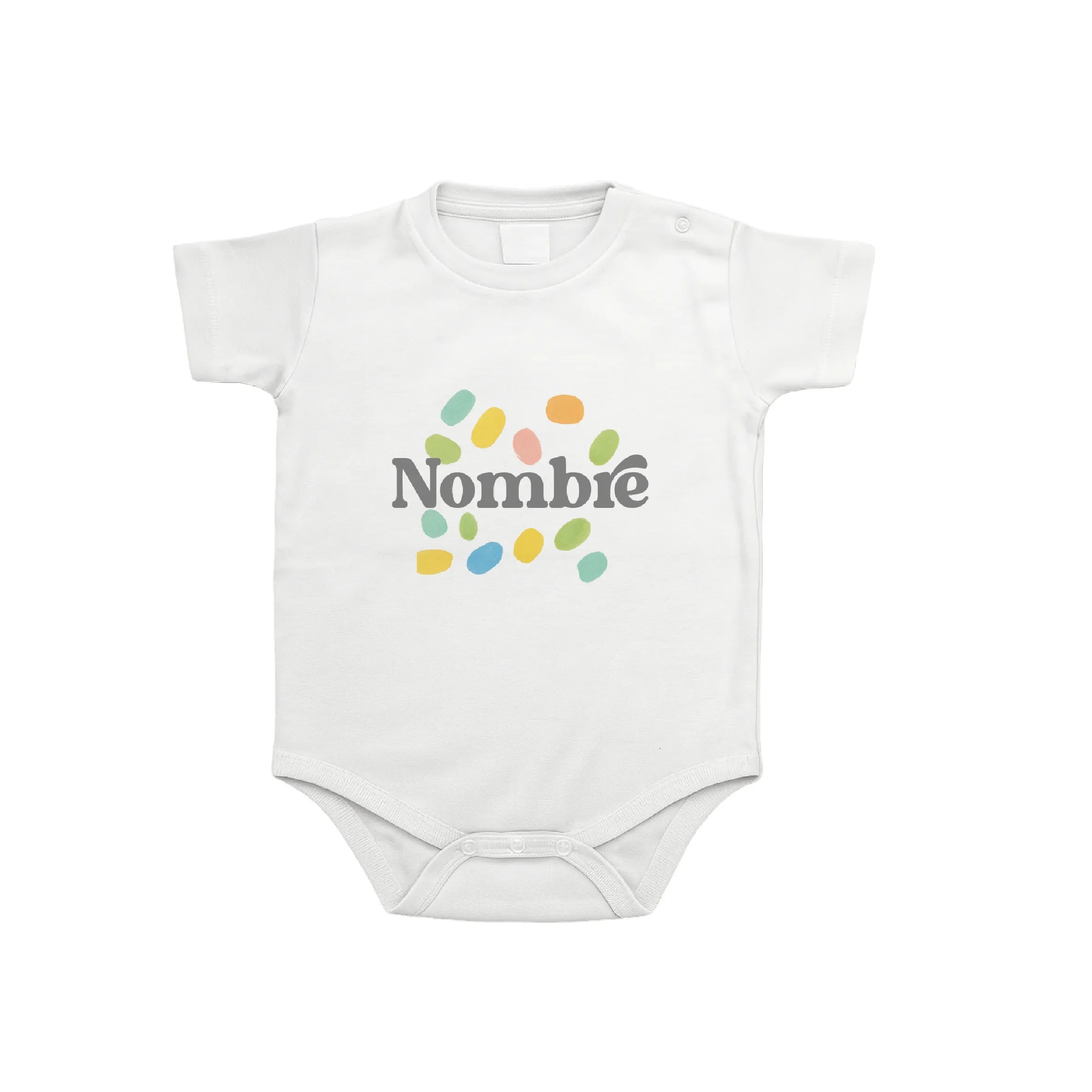 Body 100% algodón con sello personalizado Baby Confetti. Suave y perfecto para pieles delicadas, ideal como complemento del Pack Bebé.