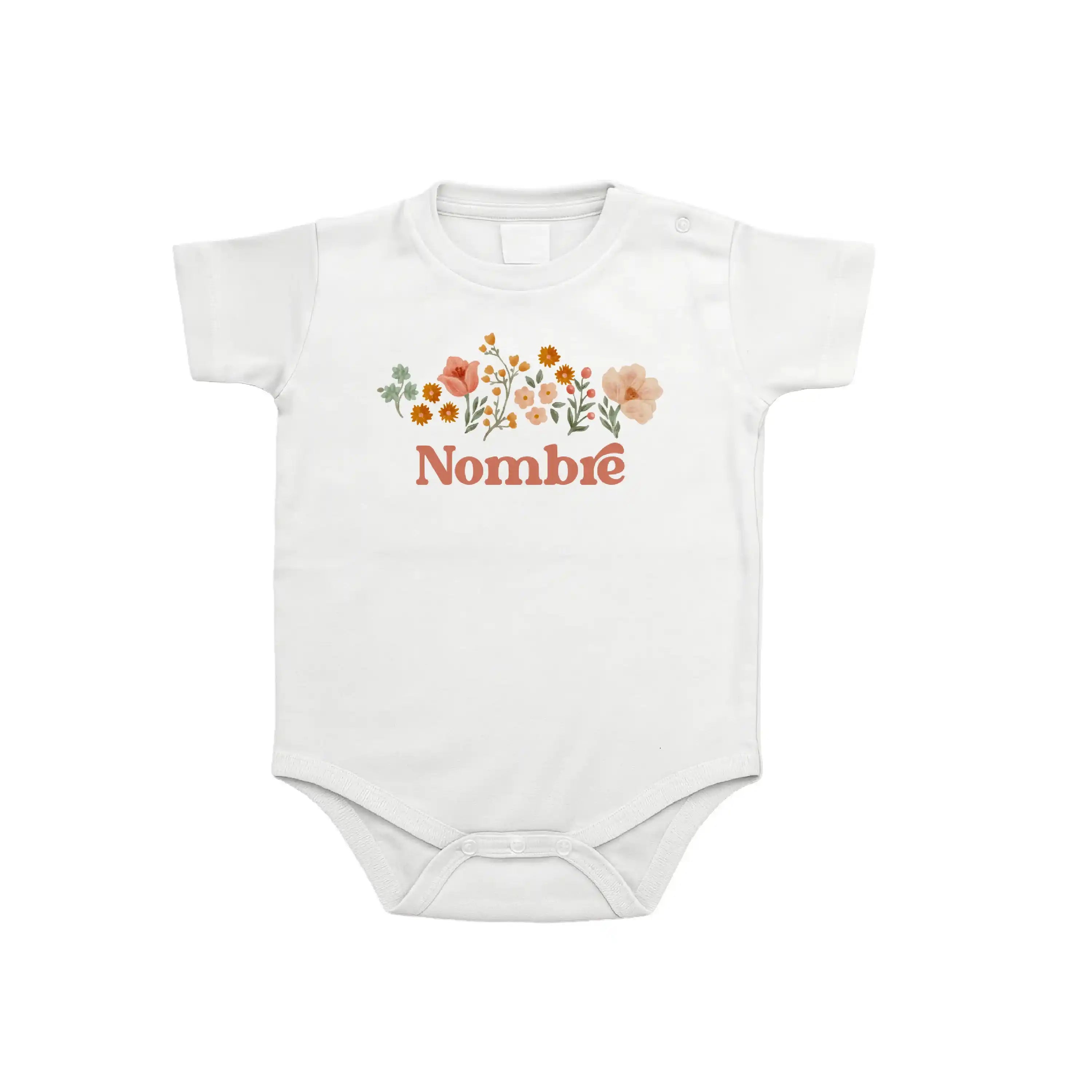 Body 100% algodón con sello personalizado y estampado Florecitas Vintage. Suave y perfecto para pieles delicadas.