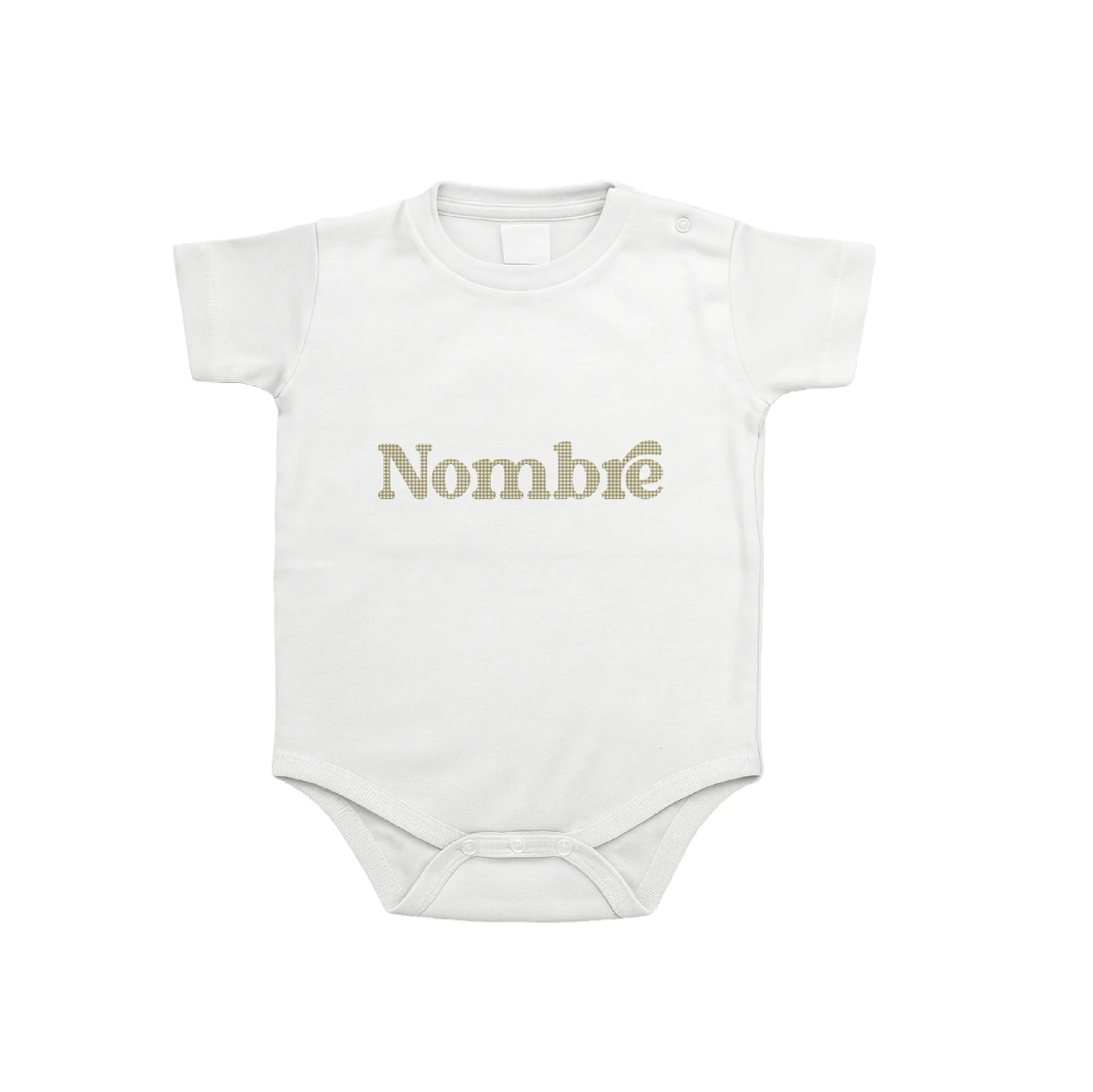 Body 100% algodón con sello personalizado y estampado Vichy Menta. Suave y perfecto para pieles delicadas.