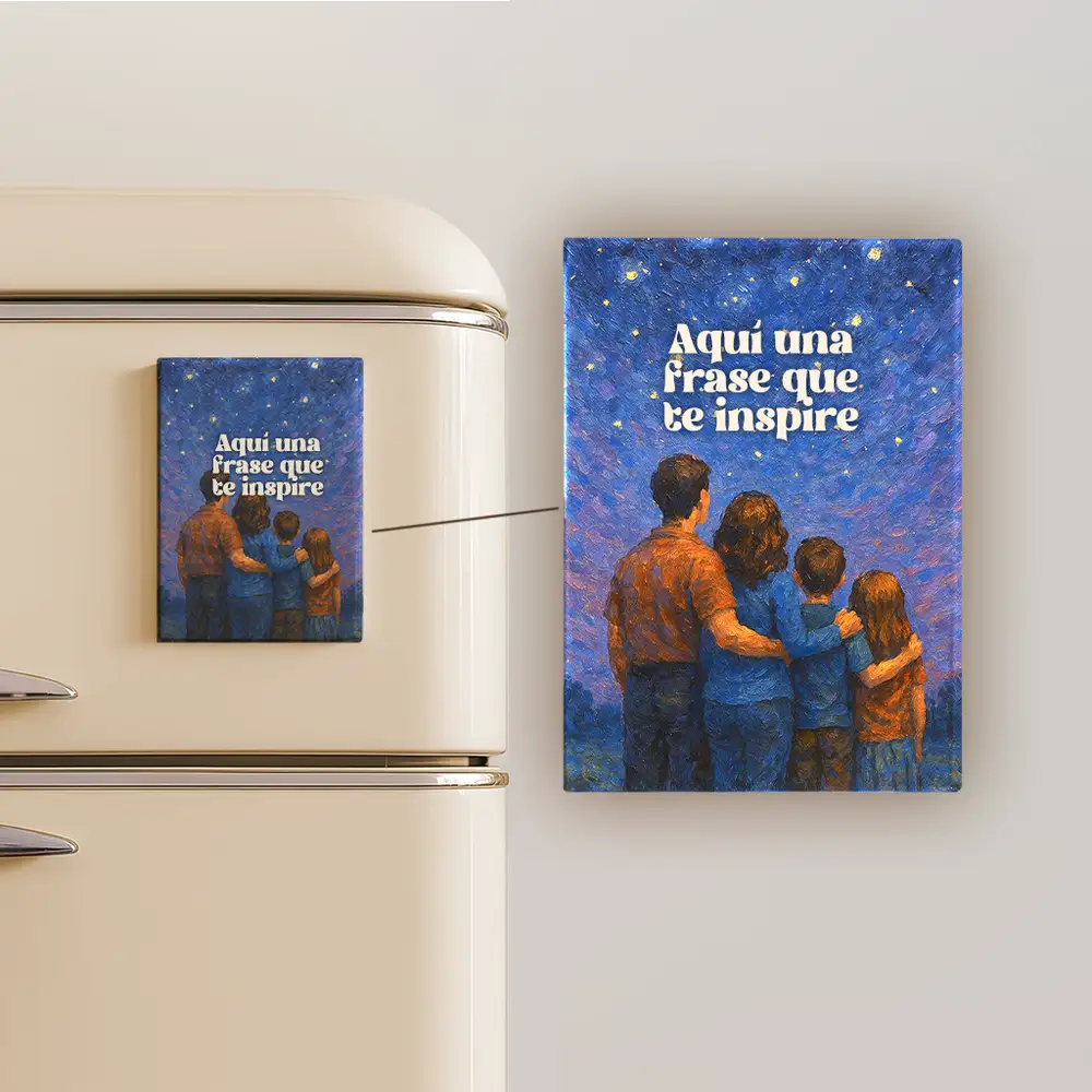 La familia unida observa la creación y las estrellas todos unidos.