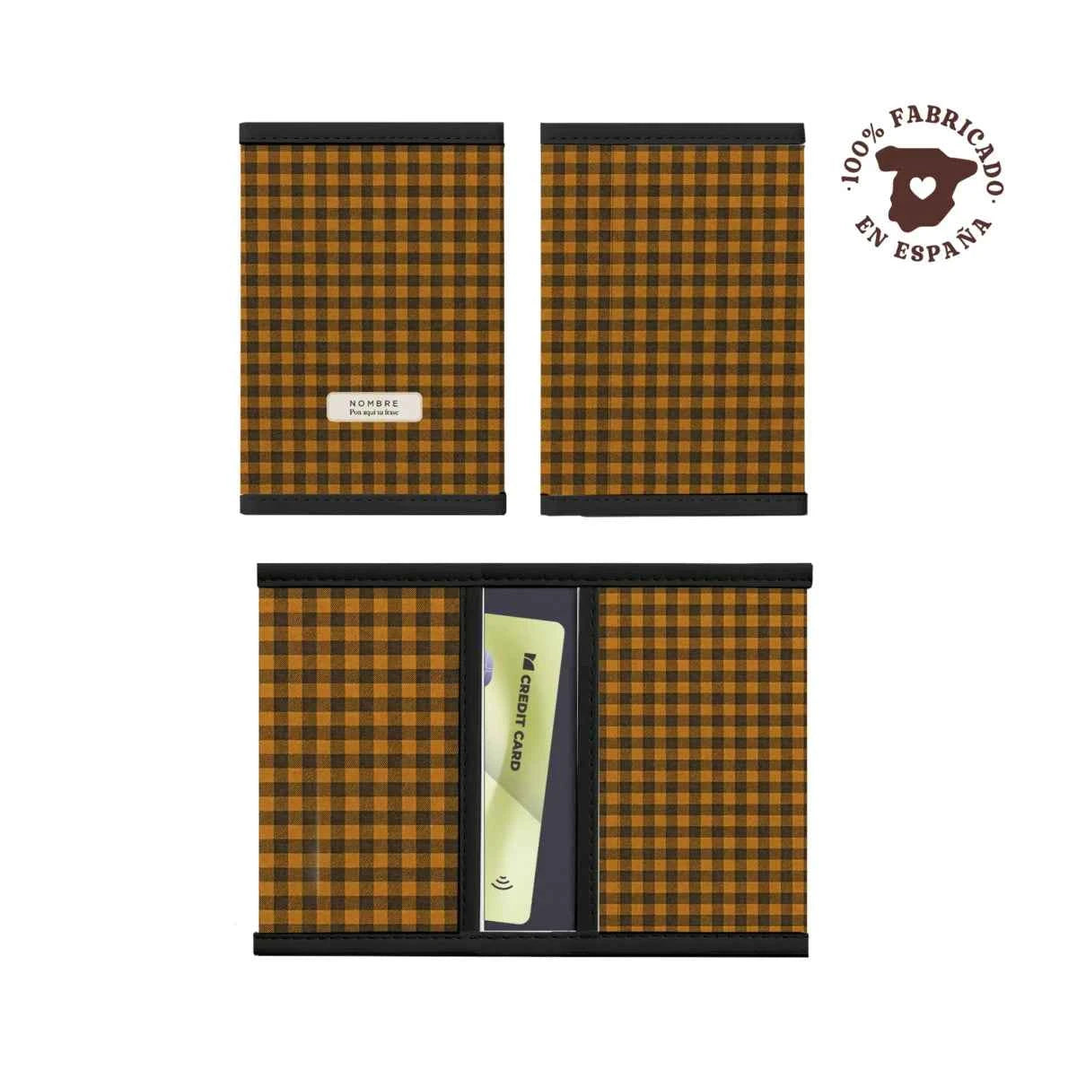 Porta tarjetas Vichy Bee en tonos cálidos, personalizado y fabricado 100% en España.