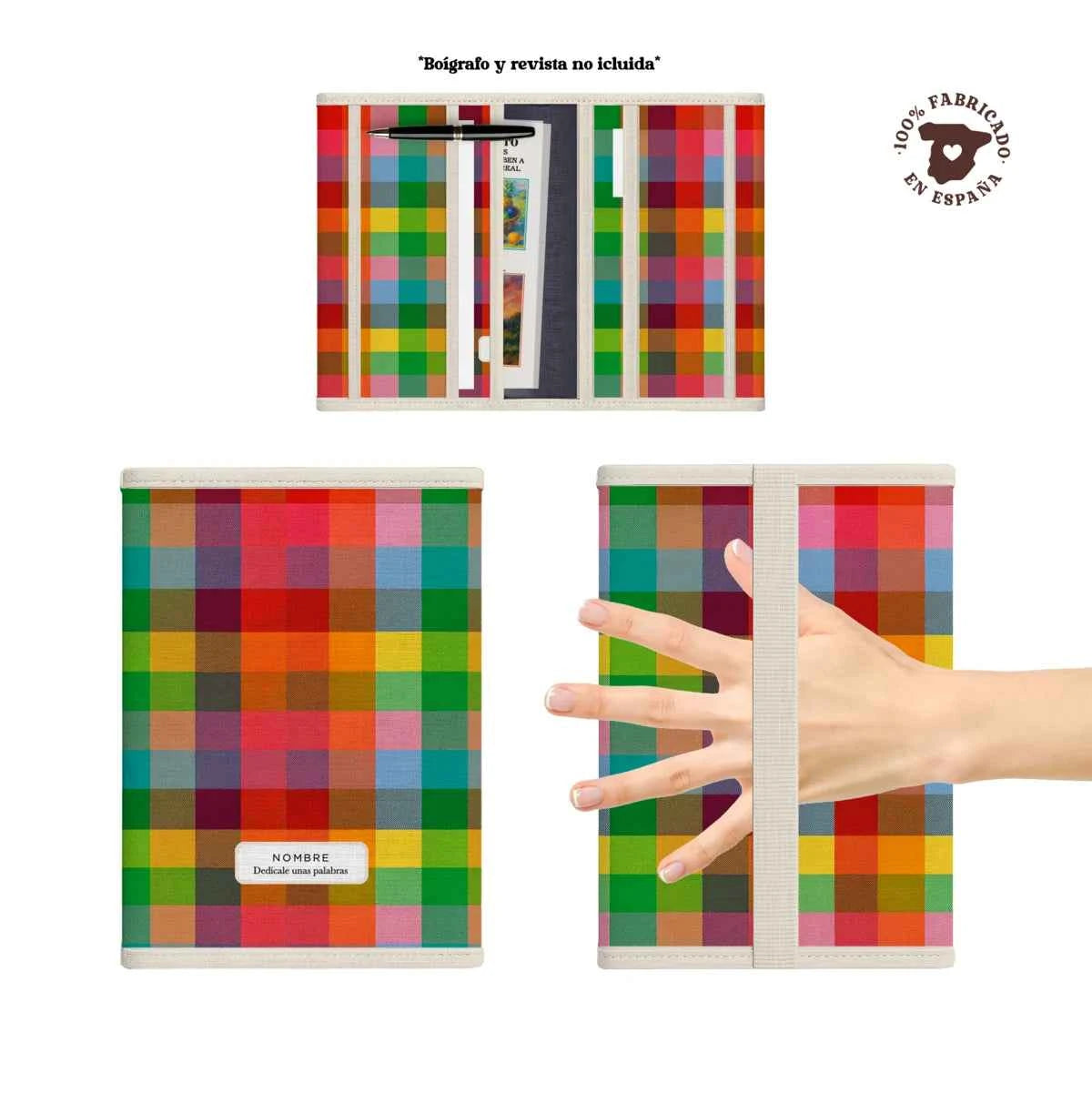 Portadocumentos acolchado Pixel Party en tonos vivos. Medidas 27×19 cm, bolsillos interiores 25×19 cm. Perfecto para documentos, pasaporte y material de estudio. Fabricado en España.