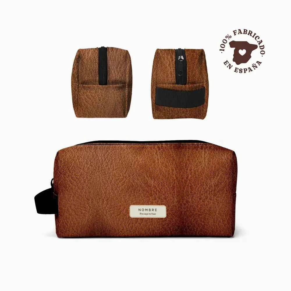 Estampado de cuero gastado, ideal como regalo práctico para trabajo o gym.