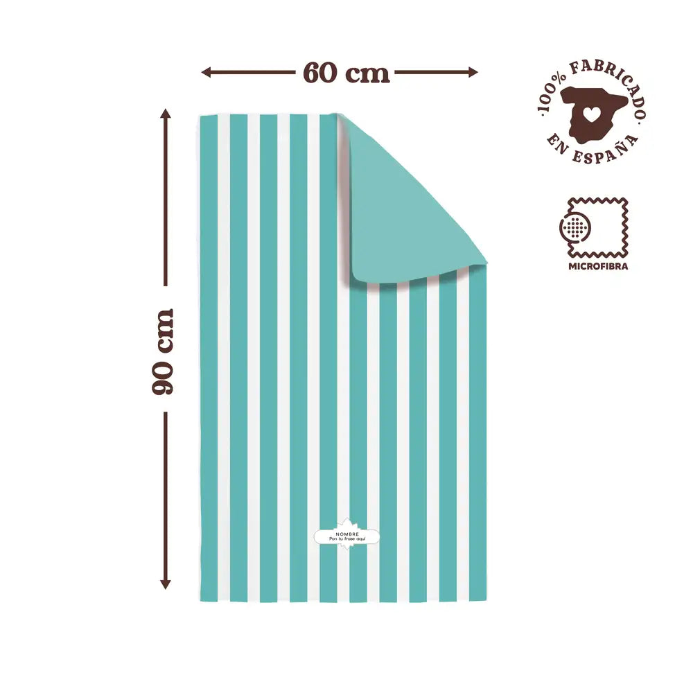 Toalla de microfibra con estampado de rayas turquesa para cubrir esterilla de pilates o yoga
